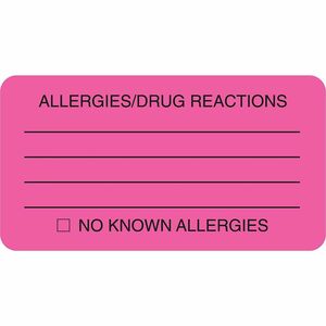 Tabbies ALLERY/DRUG REACTIONS Alert Labels