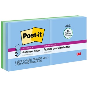 Post-it&reg; Super Sticky Dispenser Notes - Oasis Color Collection
