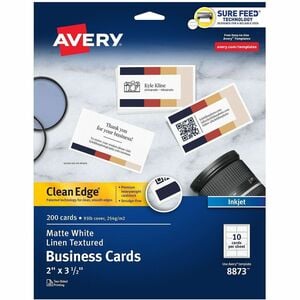 Avery&reg; Clean Edge Business Cards, White Textured, 200 (08873)