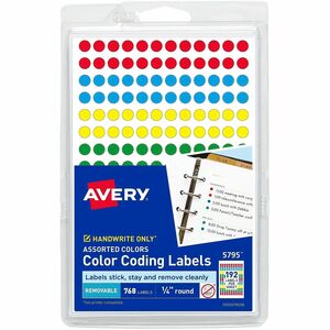Avery&reg; Dot Stickers, 1/4" Diameter, Assorted, 760 Total (5795)