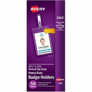 Avery&reg; Heavy Duty Secure Top(TM) Clip Style Badge Holders