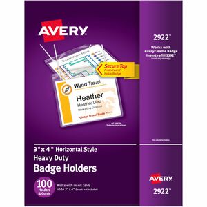 Avery&reg; Heavy Duty Secure Top(TM) Hanging Style Badge Holders