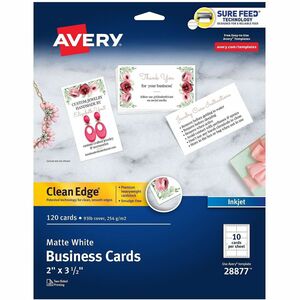 Avery Clean Edge Business Cards, 2" x 3.5" , White, 120 (28877)