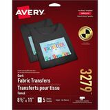 Avery&reg; Heat Transfers for Dark Fabric, 8.5" x 11" , 5 Sheets (3279)