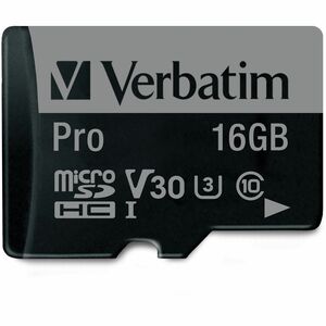 Verbatim Pro 16 GB Class 10/UHS-I (U3) microSDHC - 1 Pack - TAA Compliant