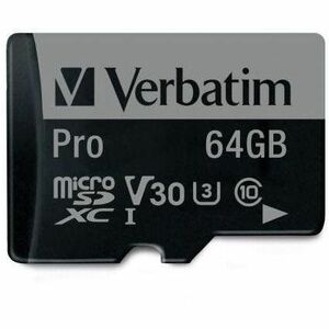 Verbatim Pro 64 GB Class 10/UHS-I (U3) microSDXC - 1 Pack - TAA Compliant