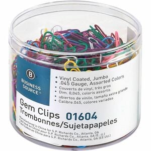 Business Source Vinyl-coated Gem Clips