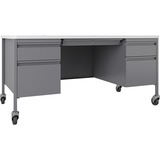 Lorell Fortress Series Mobile Double-Pedestal Teachers Desk