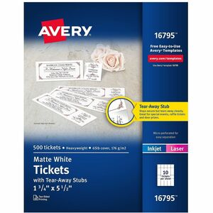 Avery&reg; Blank Printable Perforated Raffle Tickets - Tear-Away Stubs