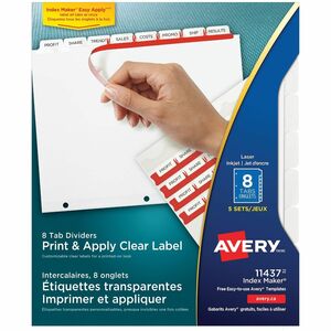 Avery&reg; Print & Apply Clear Label Dividers - Index Maker Easy Apply Label Strip