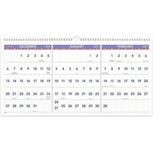 At-A-Glance 3-Month Horizontal Wall Calendar