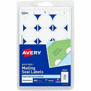 Avery&reg; Mailing Seals, Permanent, 1" Diameter, 600 Labels (5247)