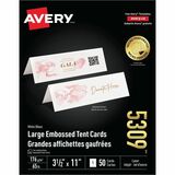 Avery Tent Cards, 3.5" x 11" , EmboTent Cards, 3.5" x 11" , Embossed Border, 50ct (5309)