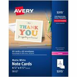 Avery&reg; Printable Note Cards, Two-Sided Printing, 4-1/4" x 5-1/2" , 60 Cards (5315)