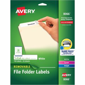 Avery Avery(R) Removable File Folder Labels, 2/3" x 3-7/16" , 750 Labels (8066)