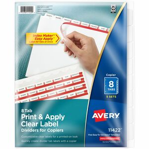 Avery&reg; Print & Apply Clear Label Dividers - Index Maker Easy Peel Printable Labels