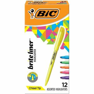 BIC Brite Liner Highlighter, Assorted, 12 Pack