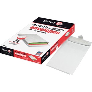 Survivor&reg; 10 x 13 x 1-1/2 DuPont Tyvek Expansion Mailers with Self-Seal Closure