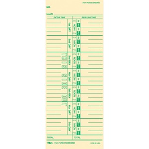 TOPS Numbered Days Time Cards