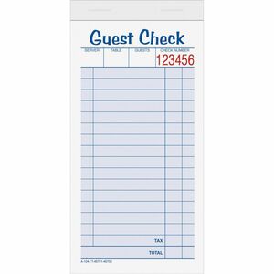 TOPS 2-part Carbonless Guest Check Books